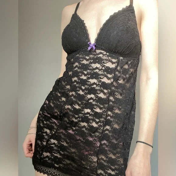 lace lingerie mini dress - Picture 3 of 4